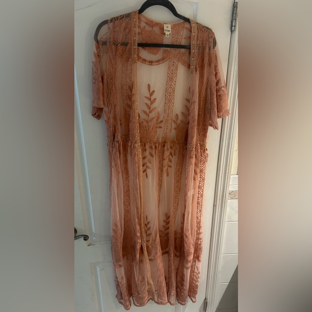 J.O.A. Dusty Rose Pink Lace Kimono